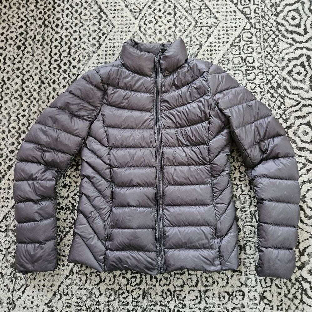 Aqua Metallic Grey Down Puffer Jacket Size Small